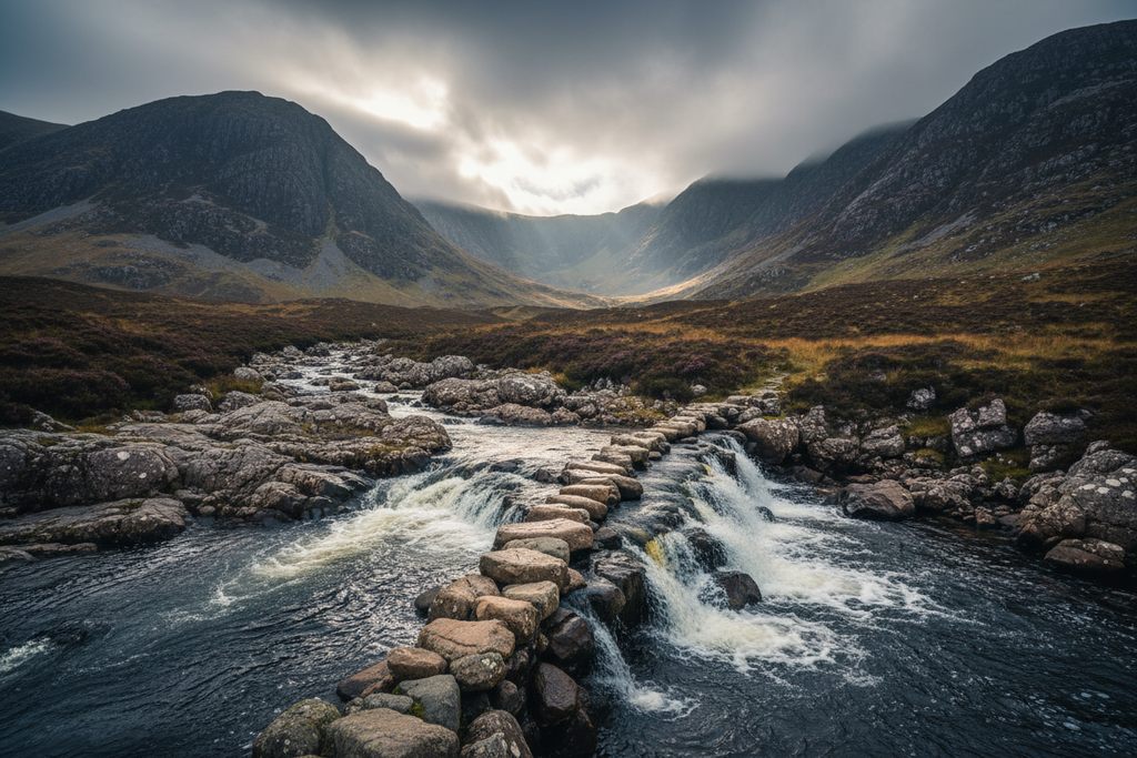 Mourne Mountains Coastal Art Print | Stylised Vintage Northern Ireland Landscape